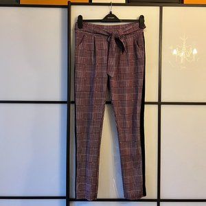 Womens Burgundy and White Trousers